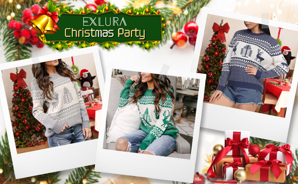 Unisex Patterns Reindeer Ugly Christmas Sweater Pullover Cardigan