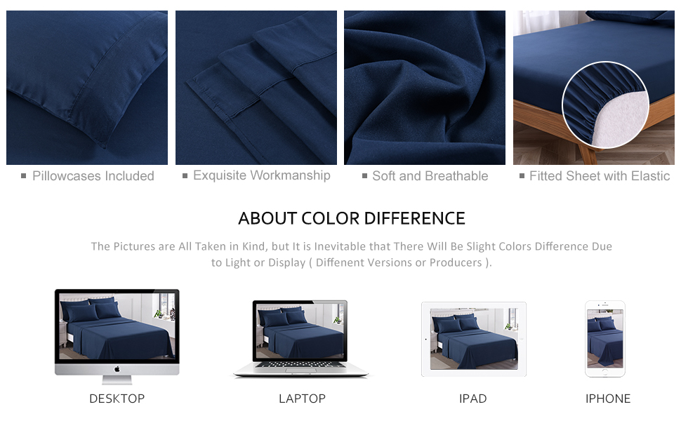 JML Bed Sheet, 6 Pieces King Sheet Set Deep Pocket Up to 14