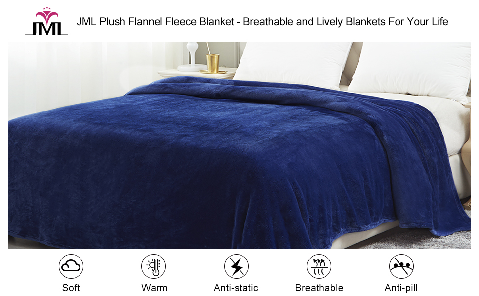 JML Fleece Blanket, Plush Blankets Queen Size(90"x90