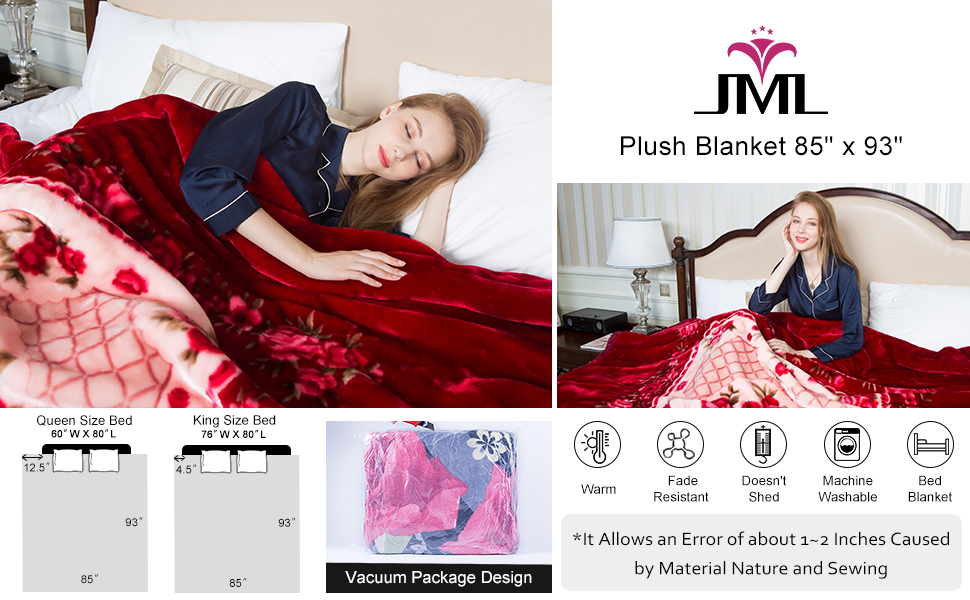 JML Korean Style Mink Blanket King Size 85" x93", 10 Pounds