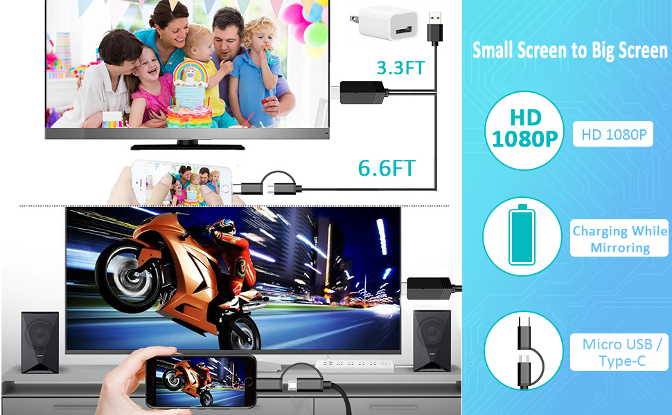 Amazon Com 2 In 1 Usb Type C Micro Usb To Hdmi Cable 6 6ft Weton