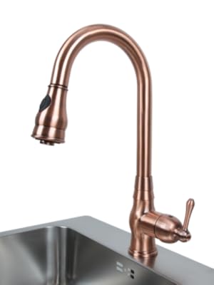 Copper Single Hole Pull Down Sprayer Copper Kitchen Sink Faucet Single Handle Five Years Warranty Akicon Amazon Com