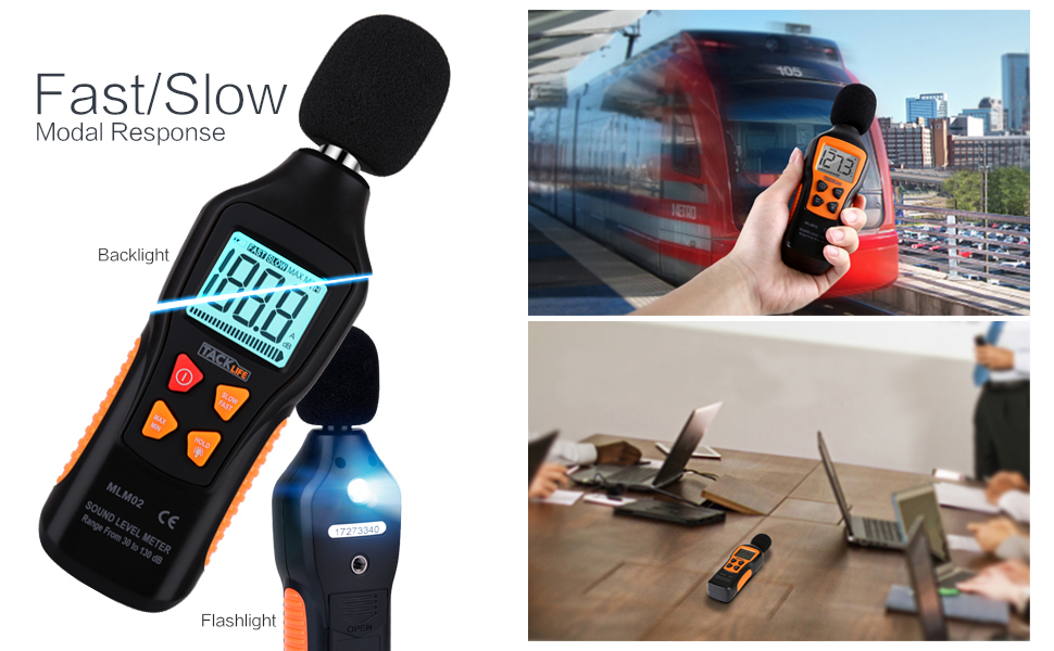 TACKLIFE Decibel Meter, Digital Sound Level Meter Range 30130dBA, Max