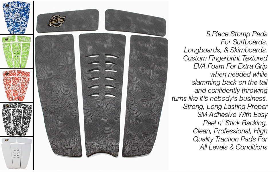 SBBC Surfboard Stomp Pad 5 Piece Stomp Pads Custom Fingerprint Texture