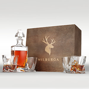 whiskey glasses for him dad husband, groomsmen whiskey gift with wooden box, christmas gift idea