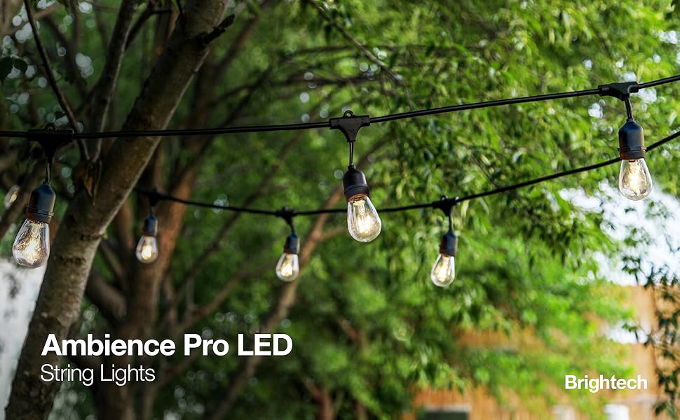 Brightech Ambience Pro LED Waterproof Outdoor String Lights Heavy Duty, Hanging Vintage Edison Bulbs