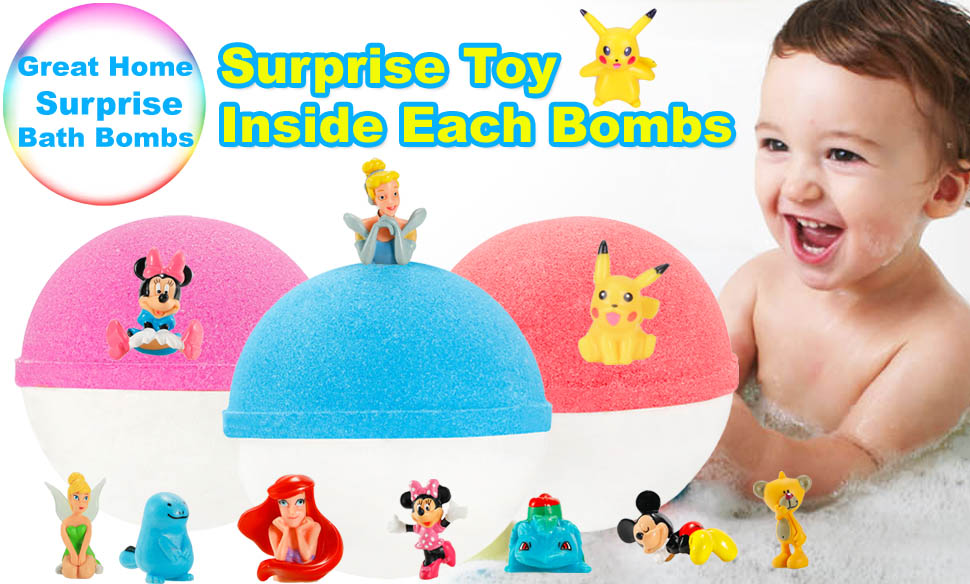 Kids Bubble Natural Bath Bombs Gift Set with Surprise Toys