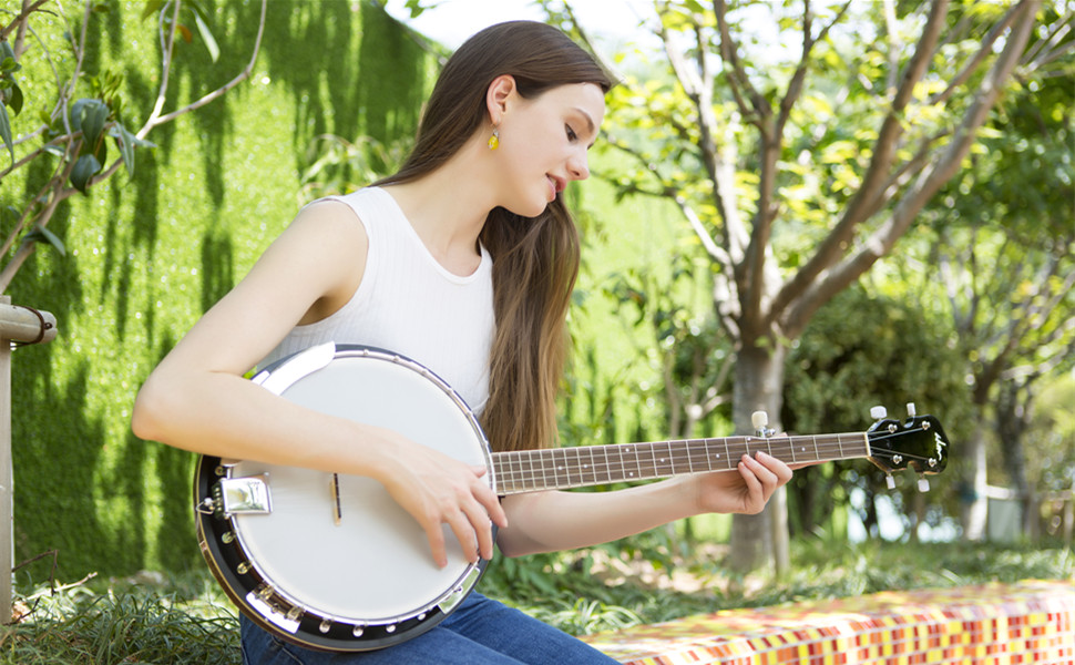 Beginner Pack With Bag Adm 5 String Banjo 24 Bracket With Closed Solid Wood Back And