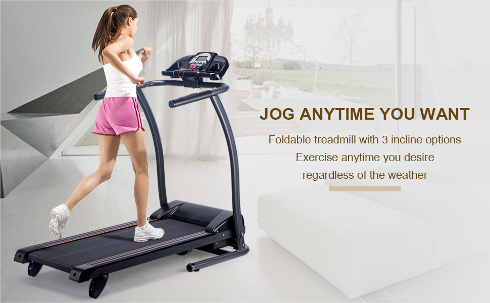 Pinty Folding Quiet Electric Treadmill Incline Motorized Running Machine for Home