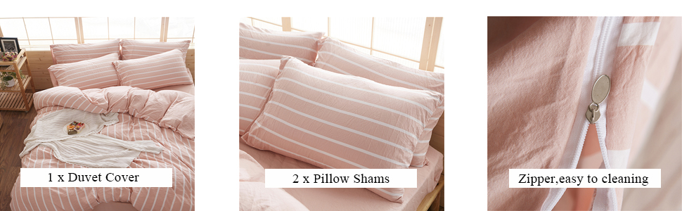 Doldoa Washed Cotton Duvet Cover Queen 1 Duvet Cover 2 Pillow