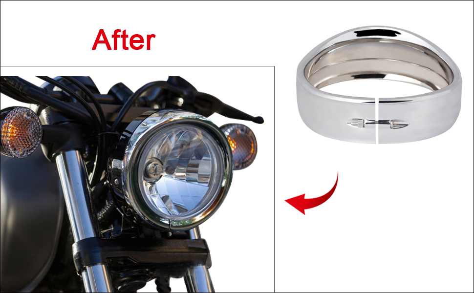 NTHREEAUTO 5.75" Chrome Headlight Visor Style Trim Ring 5 3