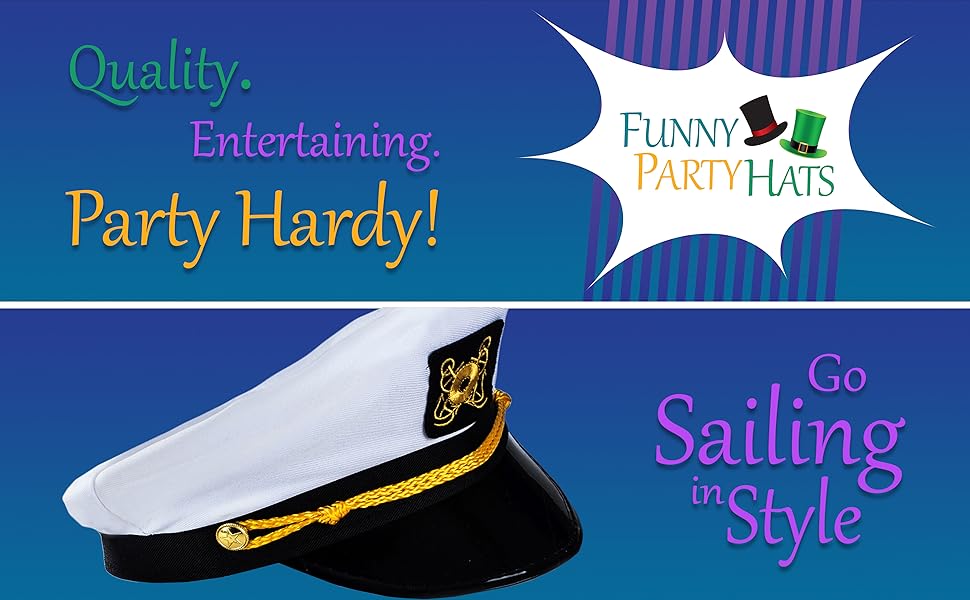 Funny Party Hats Yacht Captain Hat 6 Pack Sailor Hats