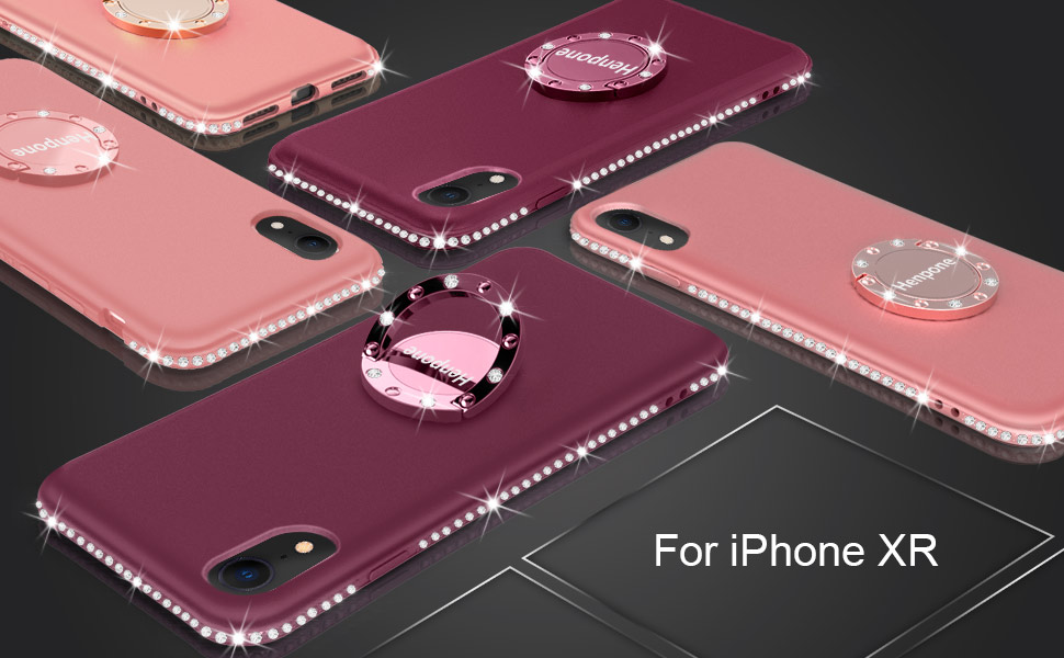 Henpone iPhone XR Case, Slim Fit Glitter Diamond Rose Gold