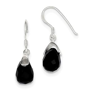 925 Sterling Silver Favorite Black Onyx Dangle Teardrop Drop Chandelier E