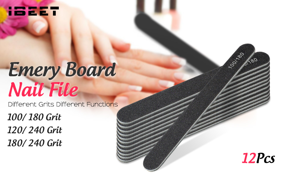 IBEET 12 PCS Nail File Set, Double Side Different Grit