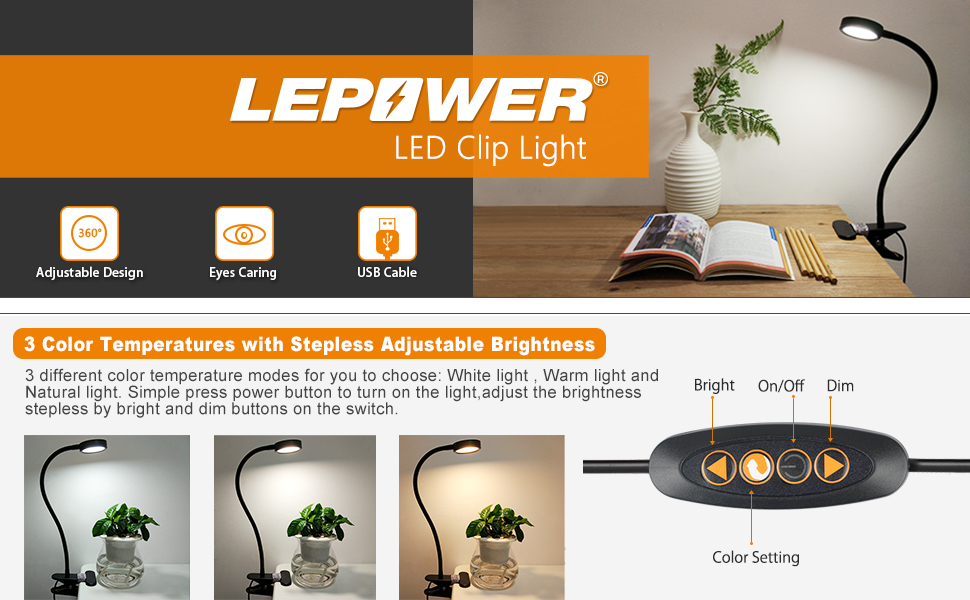 lepower led clip on light