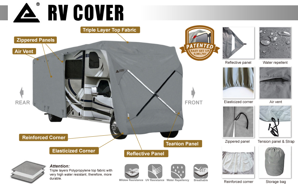 Leader Accessories Easy Setup 32' 35' Class C RV Cover