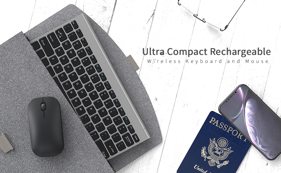 seenda Rechargeable Wireless Keyboard Mouse, Ultra Slim