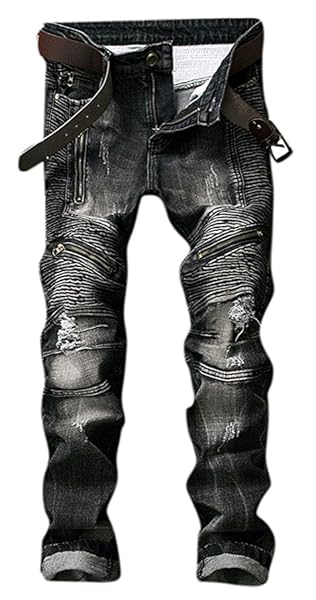 straight leg biker jeans