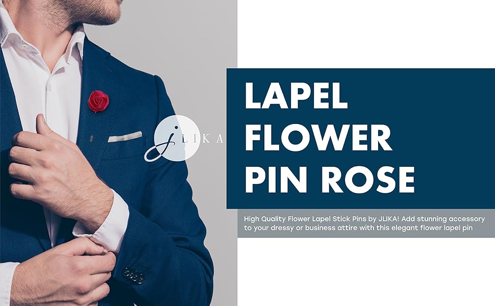 JLIKA Lapel Pins for Men Flower Pin Rose for Wedding