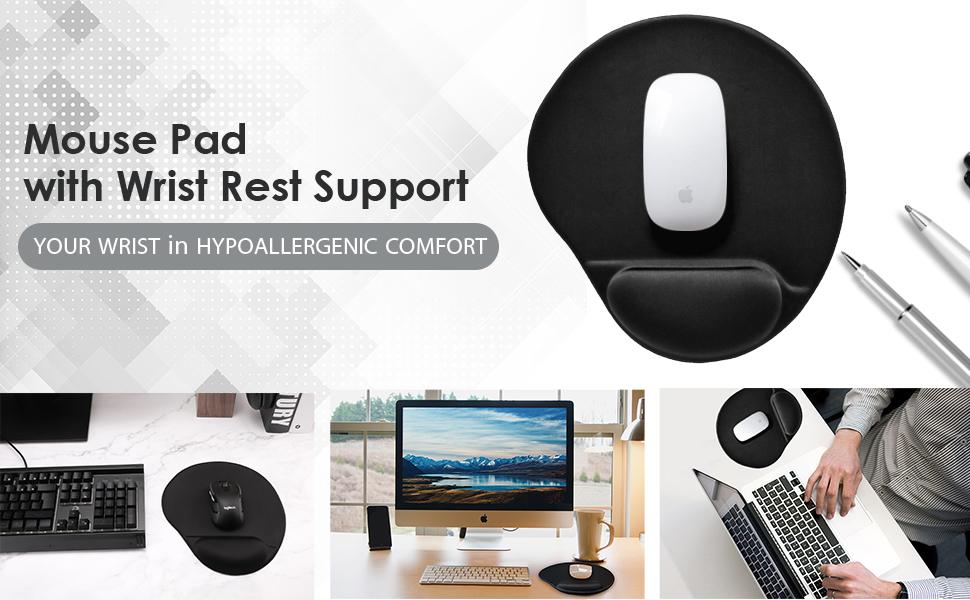 MROCO Ergonomic Mouse Pad with Gel Wrist Rest Comfortable Mouse Pad with Wrist