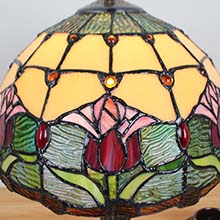 Bieye L10639 Tulip Tiffany Style Stained Glass Table Lamp with 12 Inch Wide Lampshade, Red