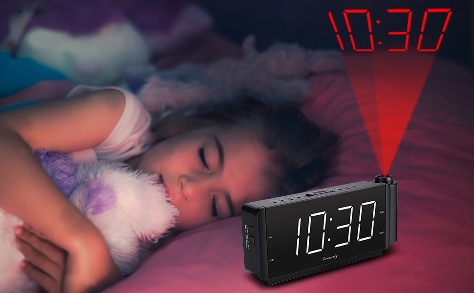 DreamSky Projection Alarm Clock Radio with USB Charging