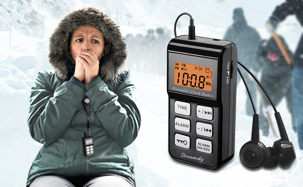 DreamSky Mini Portable FM Radio, Alarm Clock Radio with