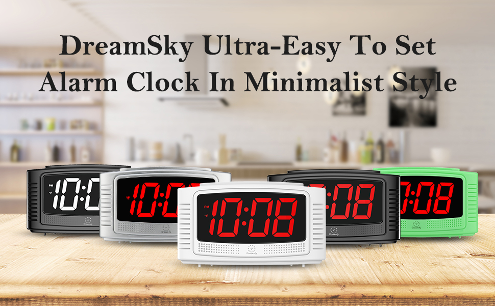 DreamSky Digital Alarm Clock with Snooze, 1.2 Inch Clear