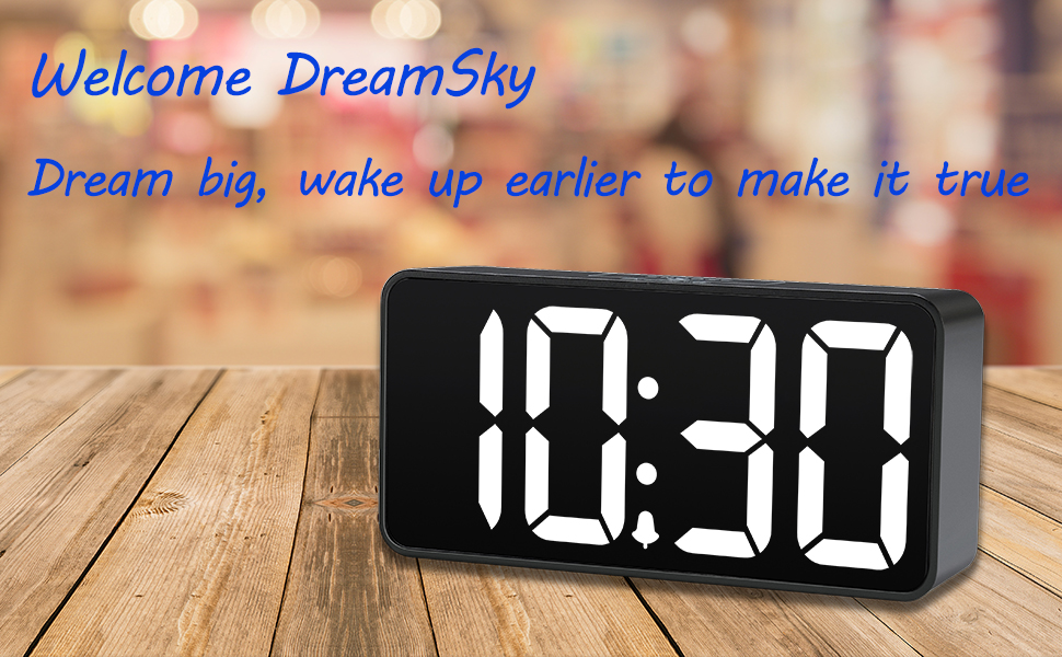 DreamSky Compact Digital Alarm Clock with USB Port for Charging