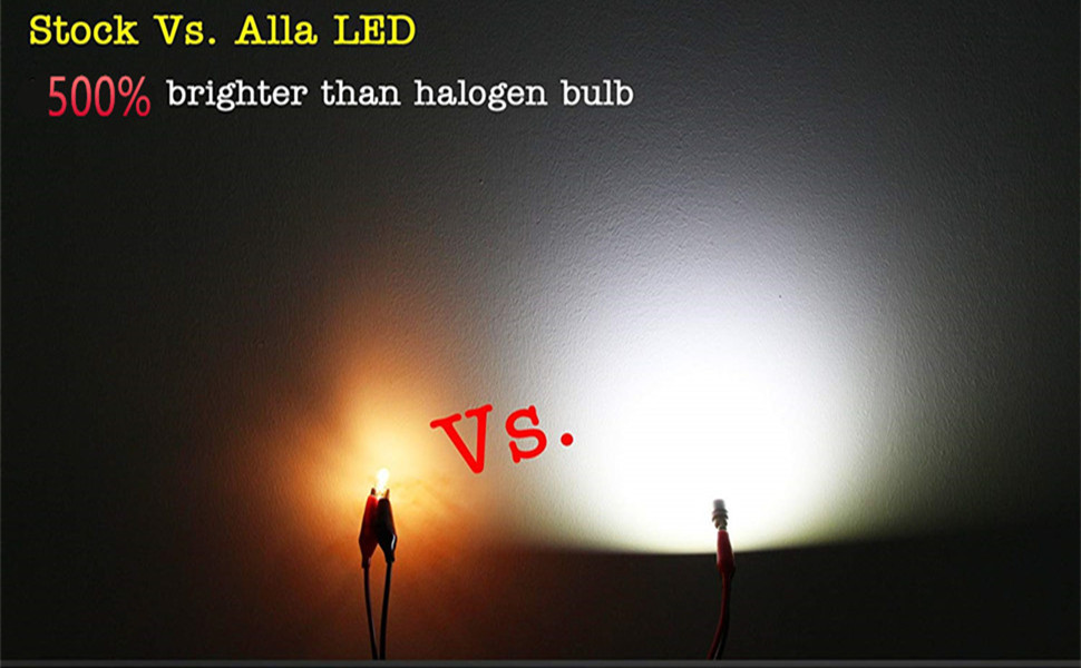 Comparison at Stock Halogen Incandescent T10 194 Lamp VS 1616-SMD 194 168 W5W 2825 White LED Bulbs