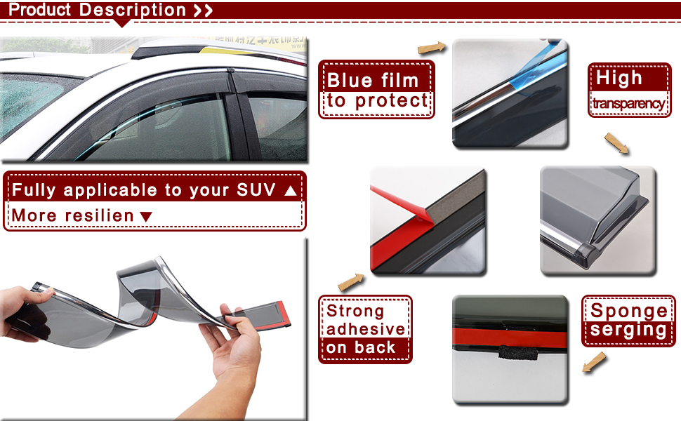 Kust qyd1620r Auto Deflector Rain Guard,side window