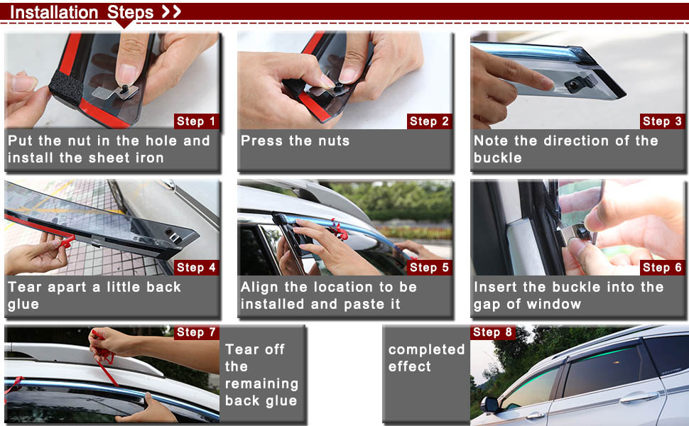 KUST YD5011w Auto Window Rain Guards, Rain Guards for Car