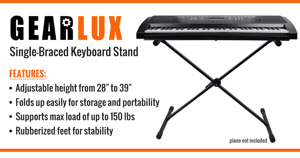 Gearlux SingleBraced Adjustable Keyboard Stand Musical Instruments