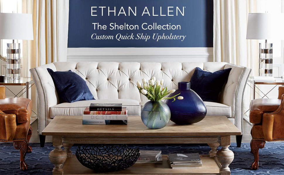 Ethan Allen Shelton Leather Sofa, 58" Loveseat, Omni Brown