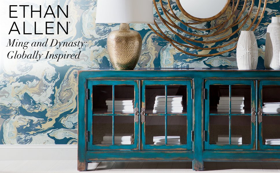 Ethan Allen Dynasty Fretwork Side Table, Aged Ember Home