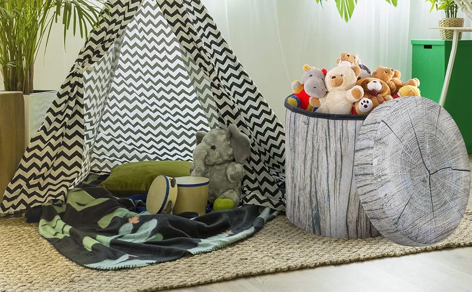 Sorbus Storage Ottoman, 15 Inch Cute 3D Play Room Stool Toy Box