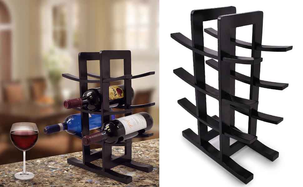 Sorbus, Bamboo Wine Rack Holds 12 Bottles (Black)