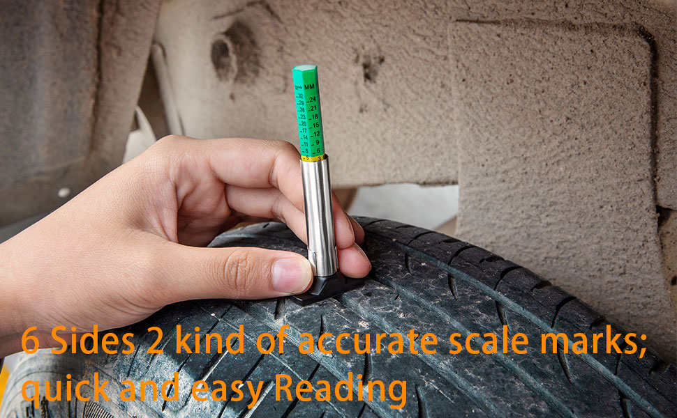 Awpeye 4PCS Tire Tread Depth Gauge, Color Coded Tire Tread