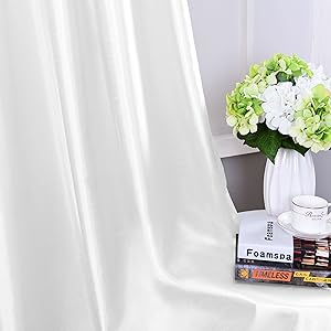 Amazon Com Vangao White Curtains 63 Inches Long Faux Silk Opaque