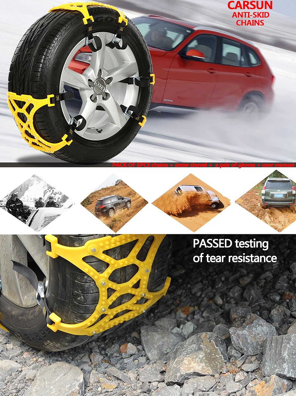 Snow Chains for Universal Tires Emergency AntiSkid Chains Thickening