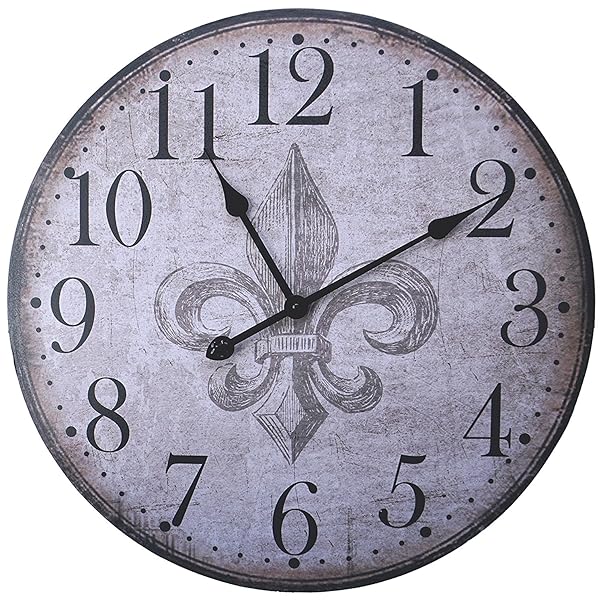 Lulu Decor, French Country Style Rustic Round Wood Wall Clock 23.50" (LH18) Home