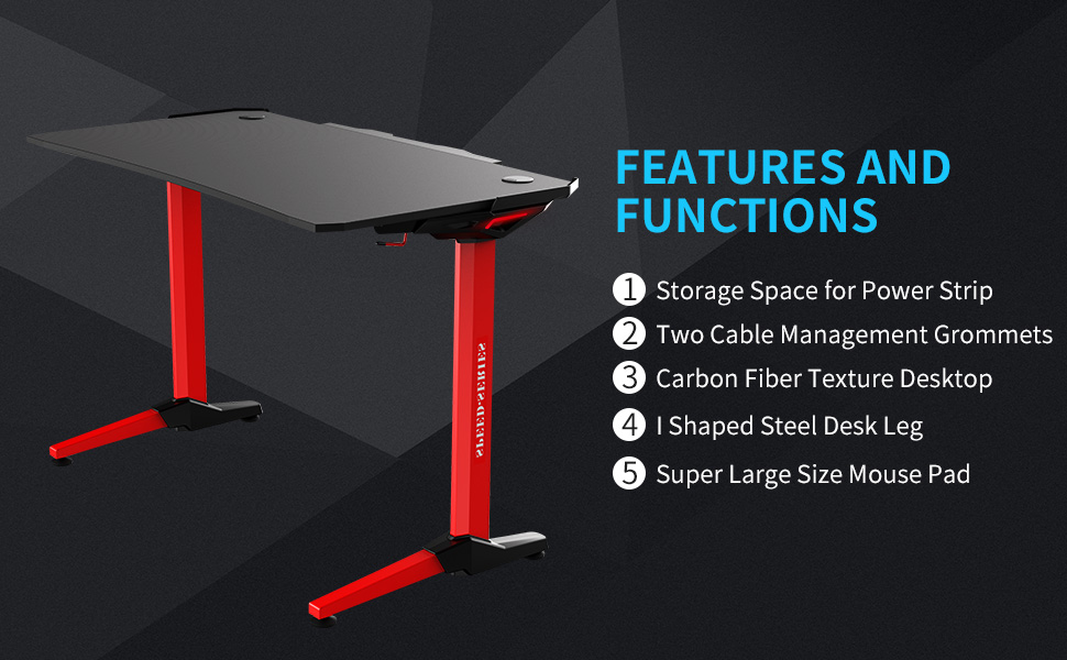 Amazon Com Kinsal 63 Inch Gaming Desk Speed Series Computer Desk With Free Large Mouse Pad Racing Style Professional Gamer Game Station With Gaming Handle Rack Cup Holder Headphone Hook Kitchen