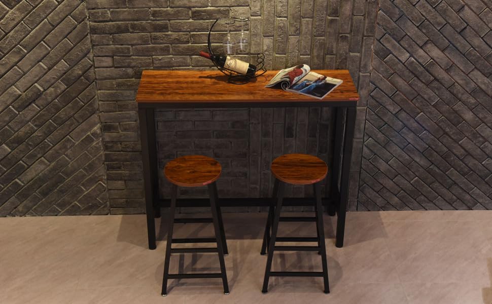 Mr IRONSTONE Pub Height Barstool Rustic Brown Bar Stool, 27.7" Pub Dining Height