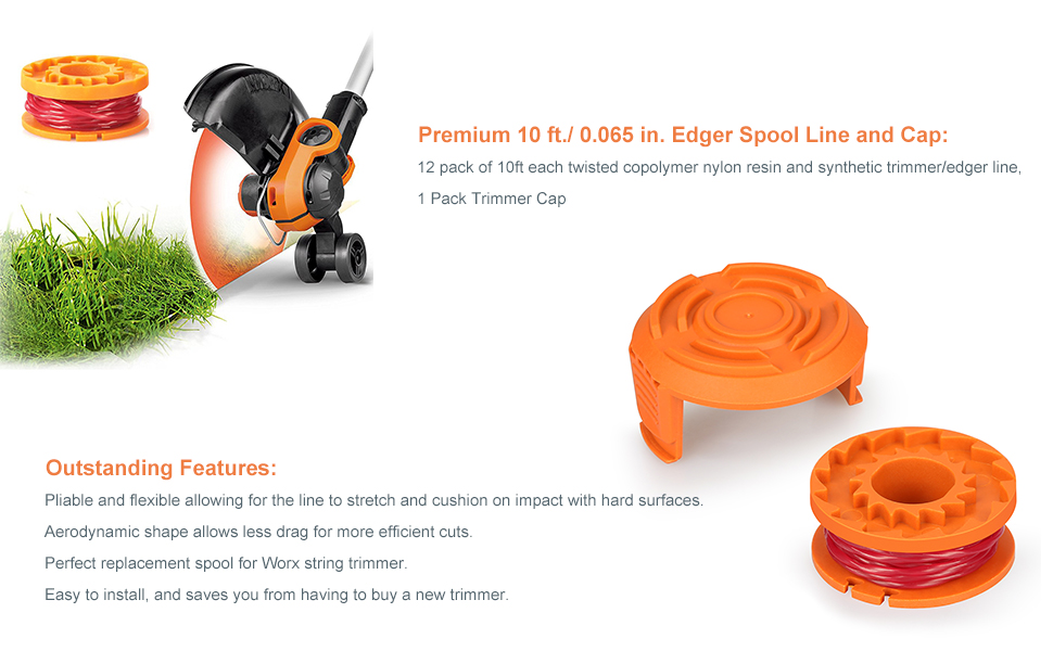 YWTESCH Replacement Trimmer Spool Line for Worx, 13 Pack