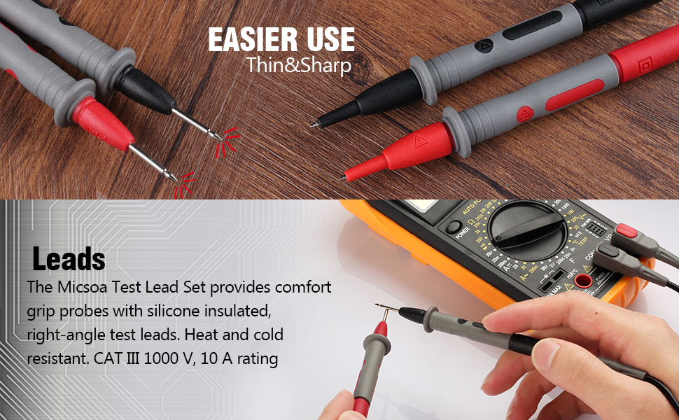 Micsoa Multimeter Leads Kit, Electrical Multimeter Test Leads with