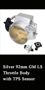 92mm Silver Aluminum Billet GM LS Throttle Body with TPS Sensor