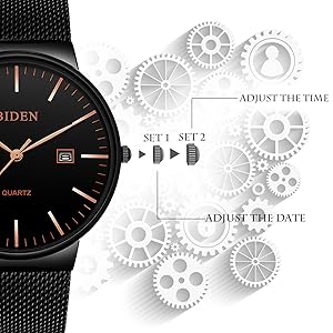 Amazon Com Mens Watches Black Stainless Steel Wrist Watch Analog Quartz Business Watches Waterproof With Mesh Band Watches