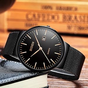 Amazon Com Mens Watches Black Stainless Steel Wrist Watch Analog Quartz Business Watches Waterproof With Mesh Band Watches