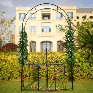 Amazon.com: 1. GO - Arco de jardín de acero con puerta, 7 pies 5